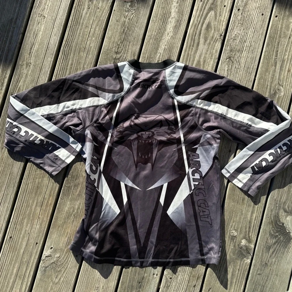 Arctic Cat Graphic Racing‎ Jersey Style Pullover Top Mens Black Gray Medium - Picture 4 of 4